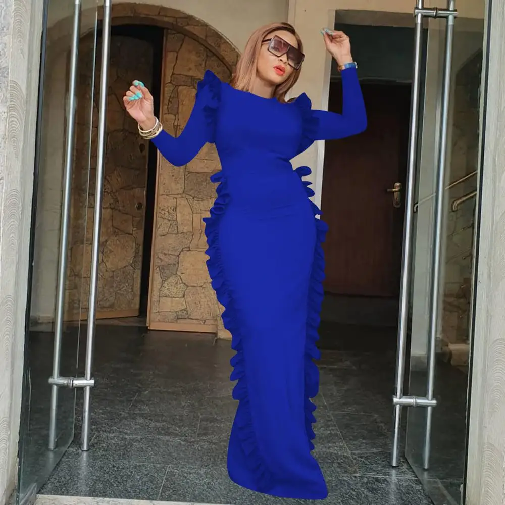 Elegant Ruffles Trim Bodycon Dresses Women 2020 Autumn Winter Casual Long Sleeve Solid Sexy Slim Split Long Party Club Dress
Elegant Ruffles Trim Bodycon Dresses Women 2020 Autumn Winter Casual Long Sleeve Solid Sexy Slim Split Long Party Club Dress