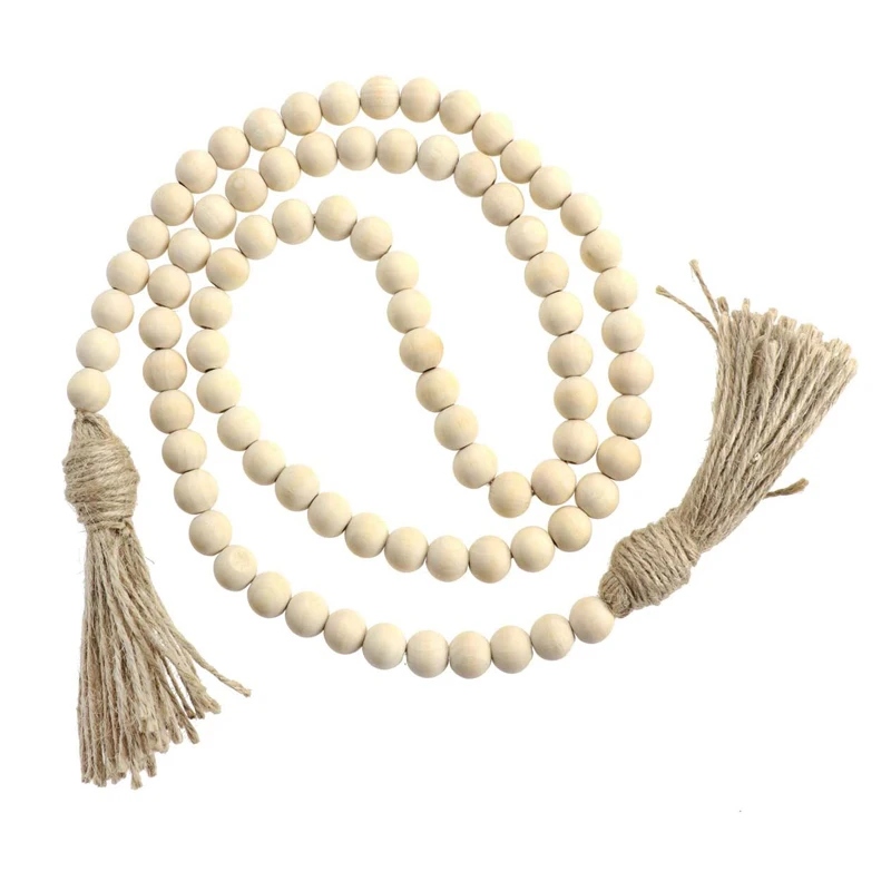 148CM/58inch Wood Bead Garland Farmhouse Rustic Country Beads Wall Hanging Prayer Beads Tassel Ornaments Home Tree Table Decor
148CM/58inch Wood Bead Garland Farmhouse Rustic Country Beads Wall Hanging Prayer Beads Tassel Ornaments Home Tree Table Decor