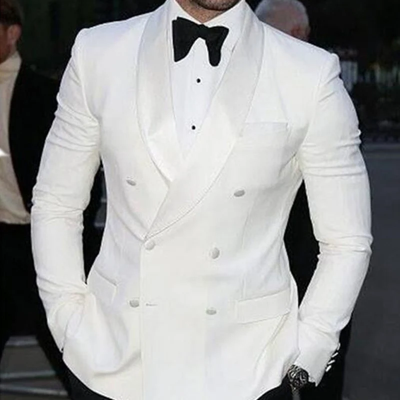 Double Breasted White Wedding Tuxedo 2 piece Slim fit Men Suits with Black Pants 2020 Prom Male Fashion Groom Costume Jacket
Double Breasted White Wedding Tuxedo 2 piece Slim fit Men Suits with Black Pants 2020 Prom Male Fashion Groom Costume Jacket