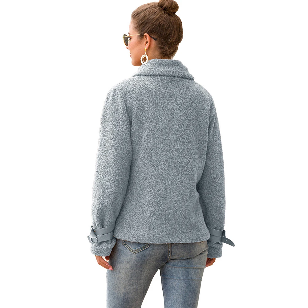 Autumn Winter Coat Women 2020 Casual Slim Solid Short Teddy Female Vintage Zipper Turn-down Collar Plus Size Faux Fur Coats | Женская