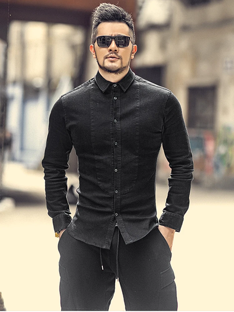 Pack post thickened stretch men's Black Denim Shirt aluminum stand collar men's slim denim jacket s5022
Pack post thickened stretch men's Black Denim Shirt aluminum stand collar men's slim denim jacket s5022