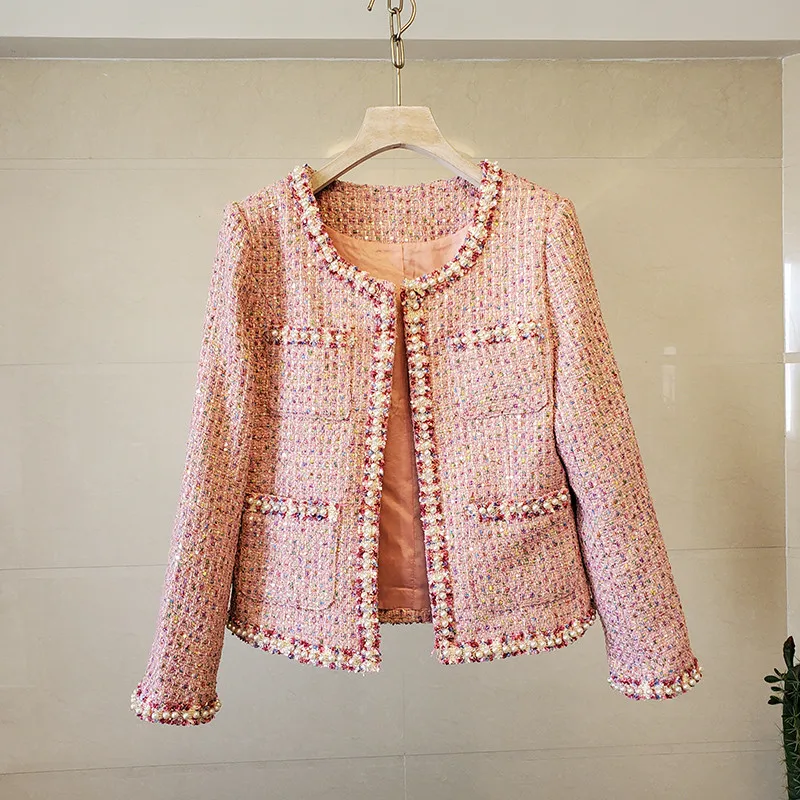 CBAFU autumn winter pearls wool jacket women cashmere coats long sleeve tweed cardigan o neck tweed outwear runway chic N415
CBAFU autumn winter pearls wool jacket women cashmere coats long sleeve tweed cardigan o neck tweed outwear runway chic N415