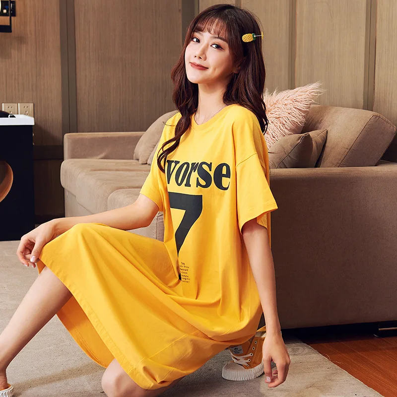 Student Girl 's Sleepdress 2020 Summer New Short Sleeve Cotton Home Wear Can Be Worn outside by Women
Student Girl 's Sleepdress 2020 Summer New Short Sleeve Cotton Home Wear Can Be Worn outside by Women