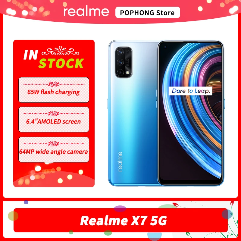 Глобальная прошивка Realme X7 5G мобильный телефон 6,4 дюйма AMOLED MediaTek 800U Octa Core Android 10 SA NSA Dual Mode Google Play
Глобальная прошивка Realme X7 5G мобильный телефон 6,4 дюйма AMOLED MediaTek 800U Octa Core Android 10 SA NSA Dual Mode Google Play