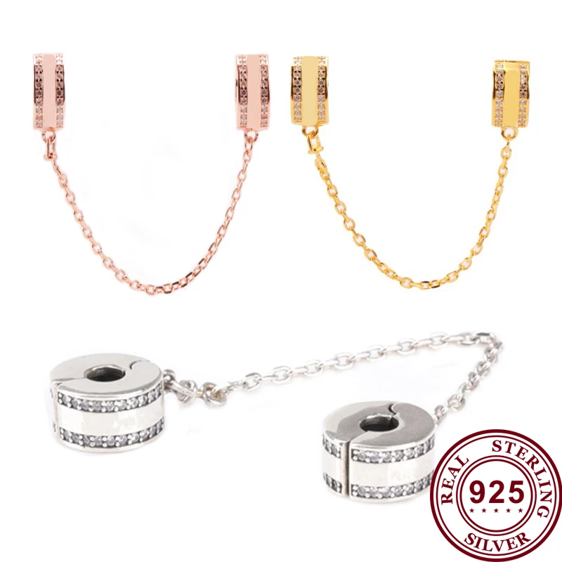 Original 925 Sterling Silver Color Round With Double Row Crystal Cz Safety Chain Fit Pandora Women Bracelet & Necklace Jewelry
Original 925 Sterling Silver Color Round With Double Row Crystal Cz Safety Chain Fit Pandora Women Bracelet & Necklace Jewelry