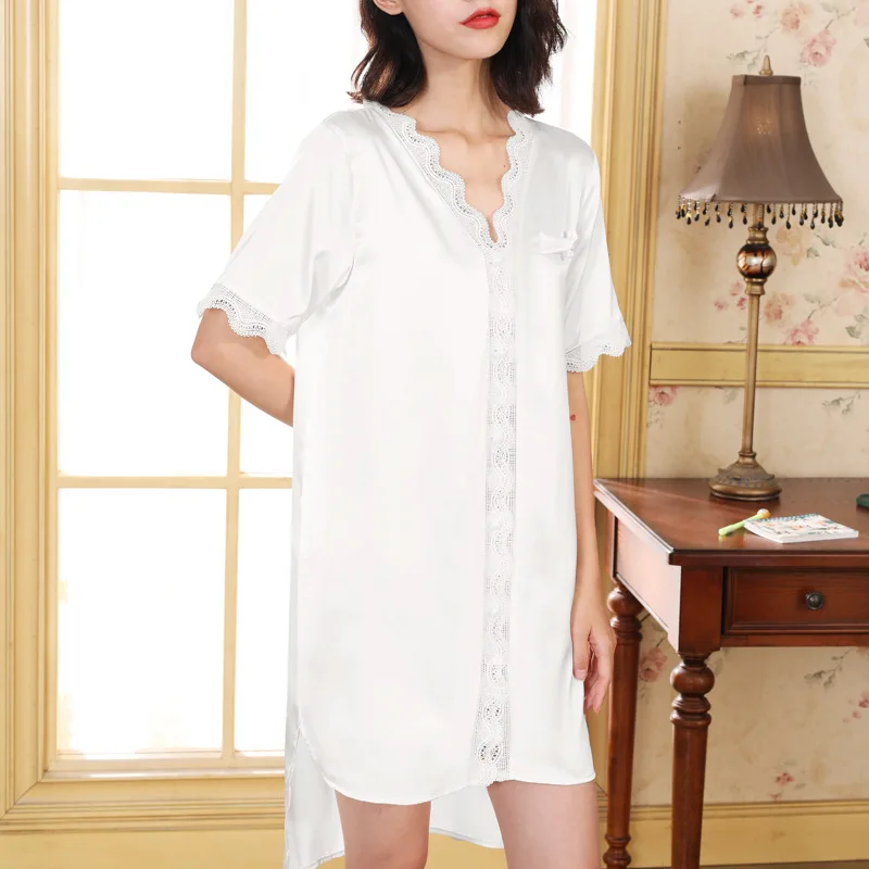 Women Nightgown Summer New Satin Silk Sleepwear Sleep Dress Casual Nightdress Intimate Lingerie Lace Nightwear Home Clothes
Women Nightgown Summer New Satin Silk Sleepwear Sleep Dress Casual Nightdress Intimate Lingerie Lace Nightwear Home Clothes