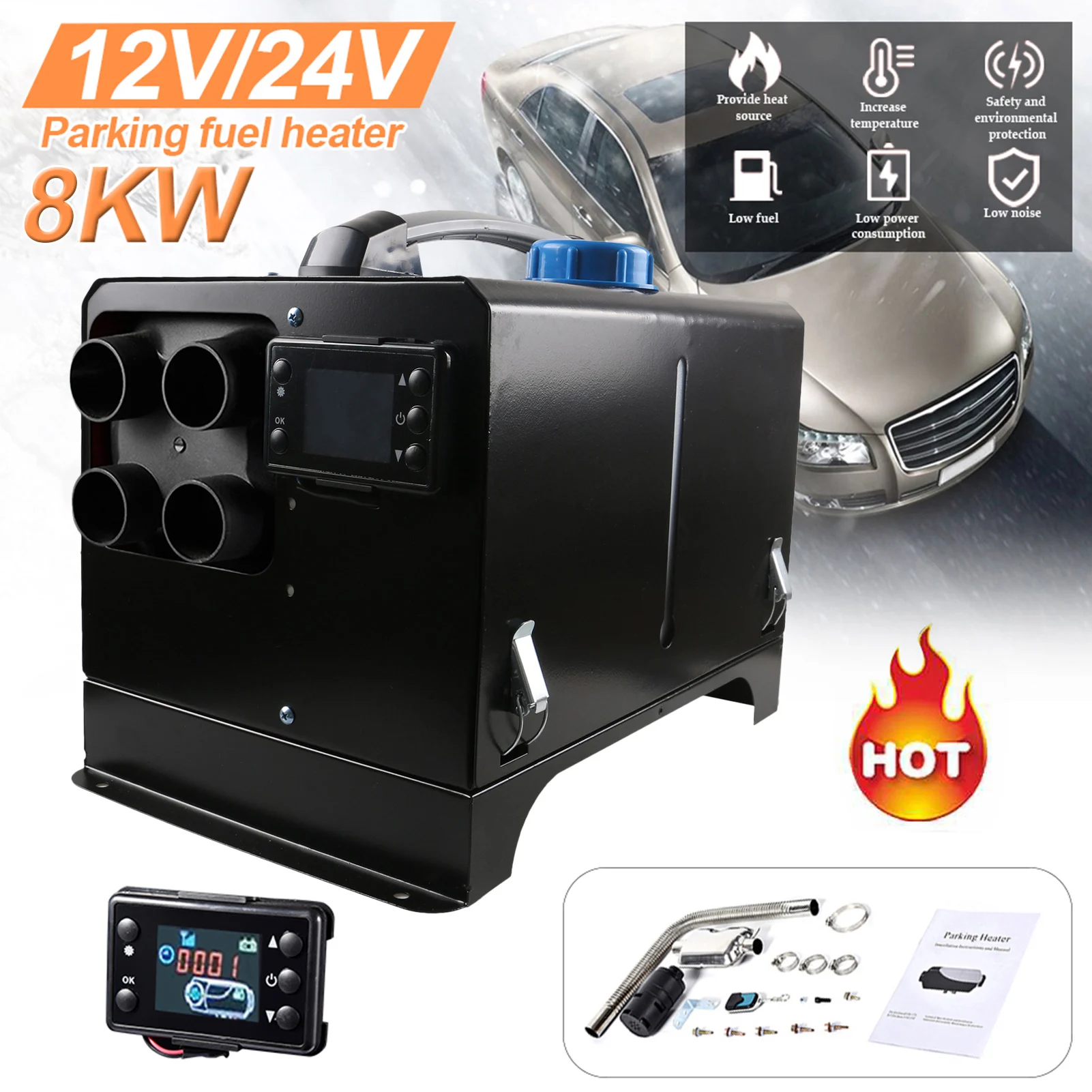 8KW 12V24V Parking Fuel Heater Car Truck Fuel Heater With Wireless Remote Control LCD Display For Defrosting Car Glass
8KW 12V24V Parking Fuel Heater Car Truck Fuel Heater With Wireless Remote Control LCD Display For Defrosting Car Glass