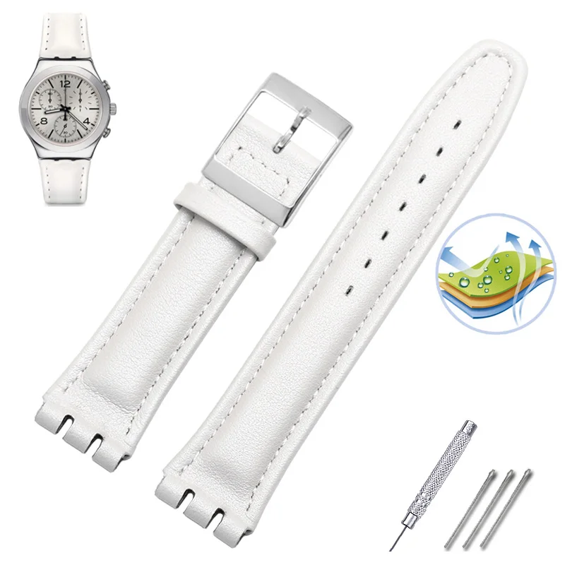 Genuine leather bracelet for swatch Strap Plain watch band 17mm 19mm Wrist red Watchbands Women man belt accessories | Наручные часы