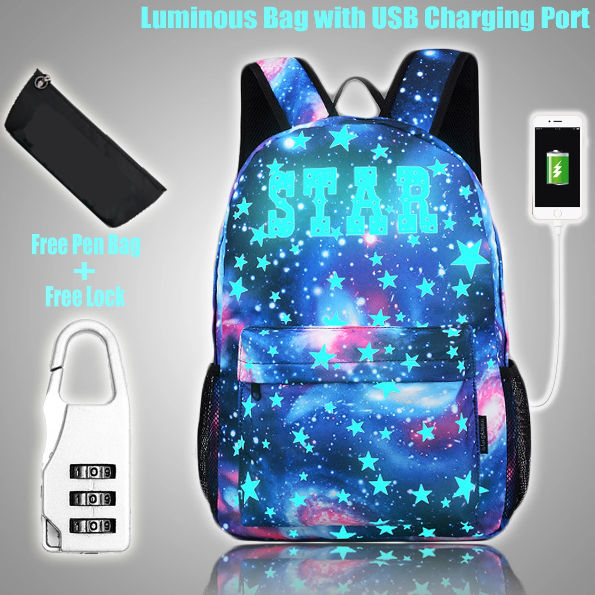 Luminous Student School Bag Laptop Backpack for Boy Girl Daypack with USB Charging Port Anti-theft Lock for Camping Travel 30cm
Luminous Student School Bag Laptop Backpack for Boy Girl Daypack with USB Charging Port Anti-theft Lock for Camping Travel 30cm