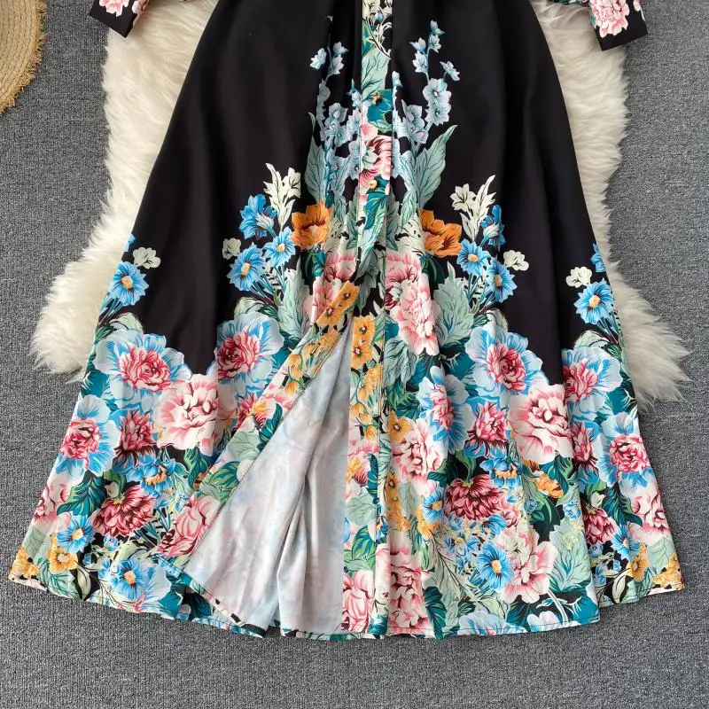 SINGRAIN Women Retro Print Maxi Dress Korean Turn-down Collar Puff Sleeve A-line Dresses Autumn Bohemian Streetwear Long Dress
SINGRAIN Women Retro Print Maxi Dress Korean Turn-down Collar Puff Sleeve A-line Dresses Autumn Bohemian Streetwear Long Dress