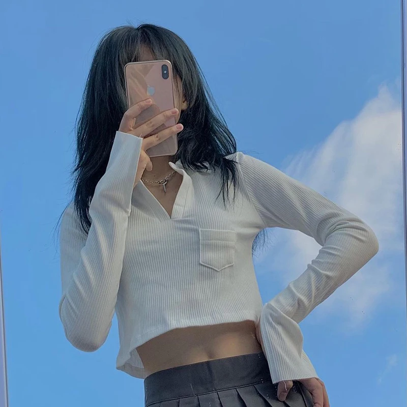 Y2K Knitted Crop Top Women Casual Solid Vintage Tshirt Pocket Long Sleeve Streetwear Tees Korean Autumn Chic Pullovers
Y2K Knitted Crop Top Women Casual Solid Vintage Tshirt Pocket Long Sleeve Streetwear Tees Korean Autumn Chic Pullovers