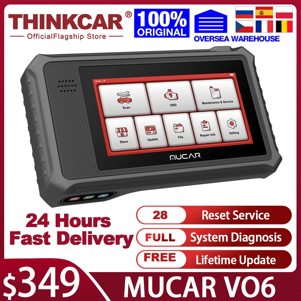 

Полный диагностический прибор THINKCAR MUCAR VO6 obd2, диагностика системы, 28 сбросов, сканер OBD2, инструмент для диагностики автомобиля, кодирование ...