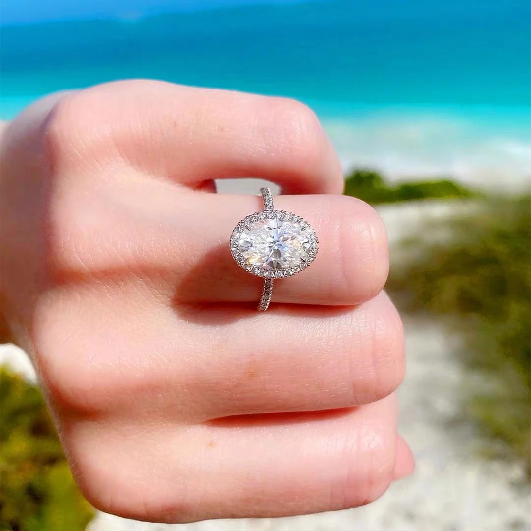 

Обручальные кольца для женщин, из серебра 925 пробы с овальным имитацией бриллианта, с топазом, ювелирный подарок на палец