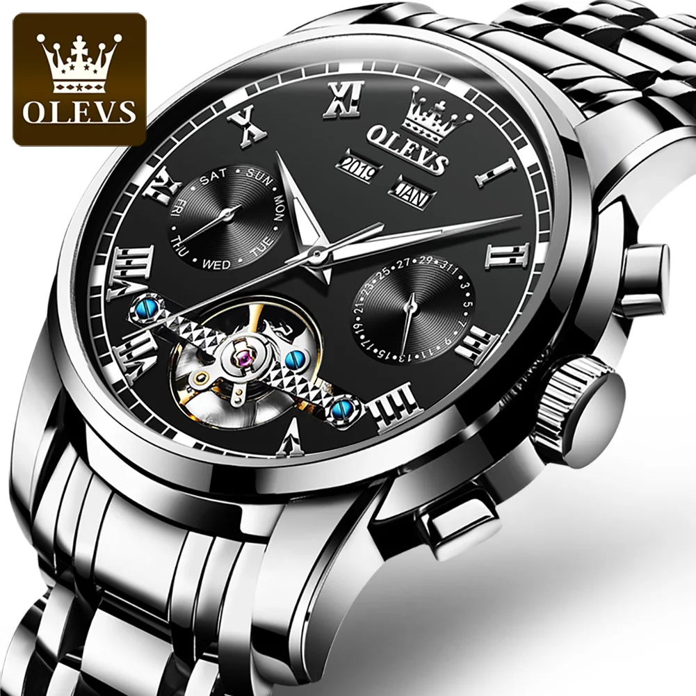 OLEVS Men Watch Automatic Mechanical Watch Stainless Top Brand Dress Luxury Moon Phase Tourbillon Wristwatch Gifts for Male
OLEVS Men Watch Automatic Mechanical Watch Stainless Top Brand Dress Luxury Moon Phase Tourbillon Wristwatch Gifts for Male