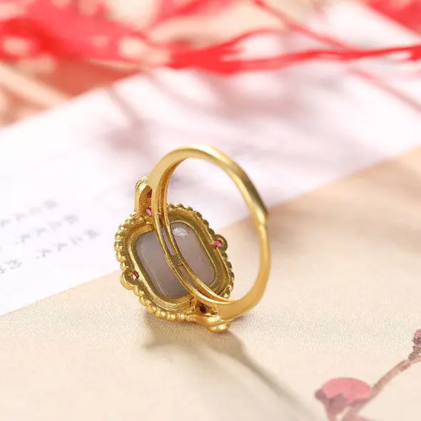 Original S925 Sterling Silver Natural Hetian Jade Smokey Violet High-End Ancient Style Classical Temperament Ladies Opening Ring
Original S925 Sterling Silver Natural Hetian Jade Smokey Violet High-End Ancient Style Classical Temperament Ladies Opening Ring