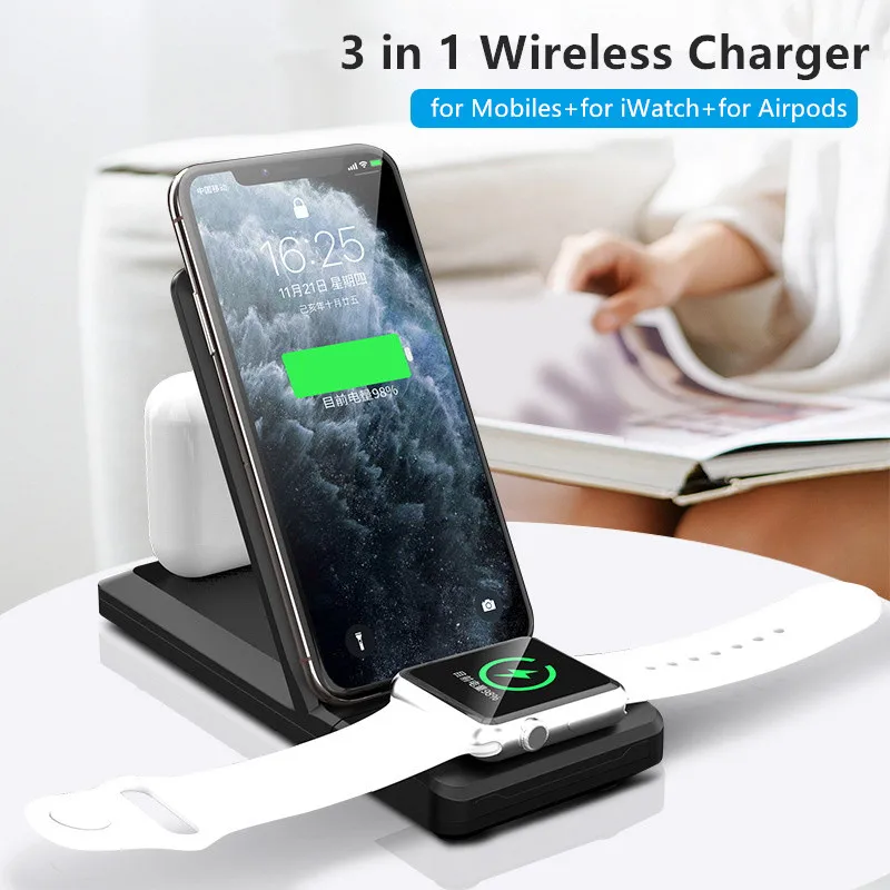 15W Folding Wireless Charger Station for iPhone 11 pro XS Samsung Fast Wireless Charging pad for iWatch for Airpods Charger Dock
15W Folding Wireless Charger Station for iPhone 11 pro XS Samsung Fast Wireless Charging pad for iWatch for Airpods Charger Dock