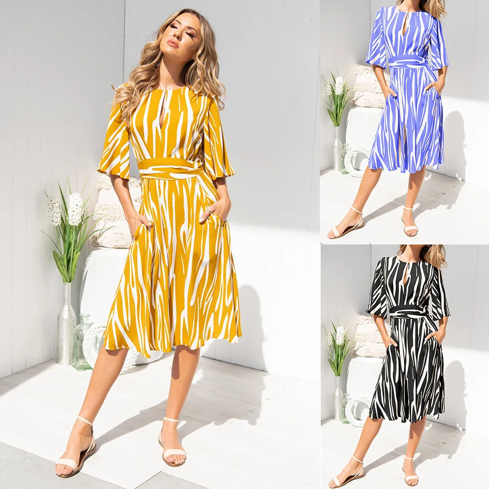 2021spring and summer new leisure medium sleeve high waist lace up slim striped dress A-line skirt Free shipping
2021spring and summer new leisure medium sleeve high waist lace up slim striped dress A-line skirt Free shipping