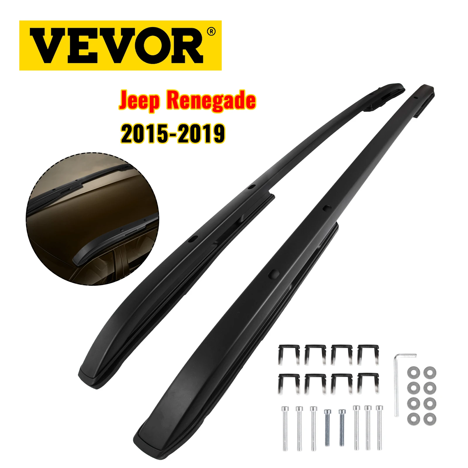 VEVOR Fits for Jeep Renegade 2015-2019 2PCS Car Roof Rack Rail Bar Black Aluminum Baggage Luggage Carrier Max Load of 165 LBS
VEVOR Fits for Jeep Renegade 2015-2019 2PCS Car Roof Rack Rail Bar Black Aluminum Baggage Luggage Carrier Max Load of 165 LBS