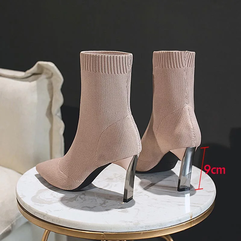 Women Boots Socks Boots Metal Blade Heels Stretch Fabric Elastic Stilettos Heels Buckle Strap Ankle Shoes Boats Botas De Mujer
Women Boots Socks Boots Metal Blade Heels Stretch Fabric Elastic Stilettos Heels Buckle Strap Ankle Shoes Boats Botas De Mujer