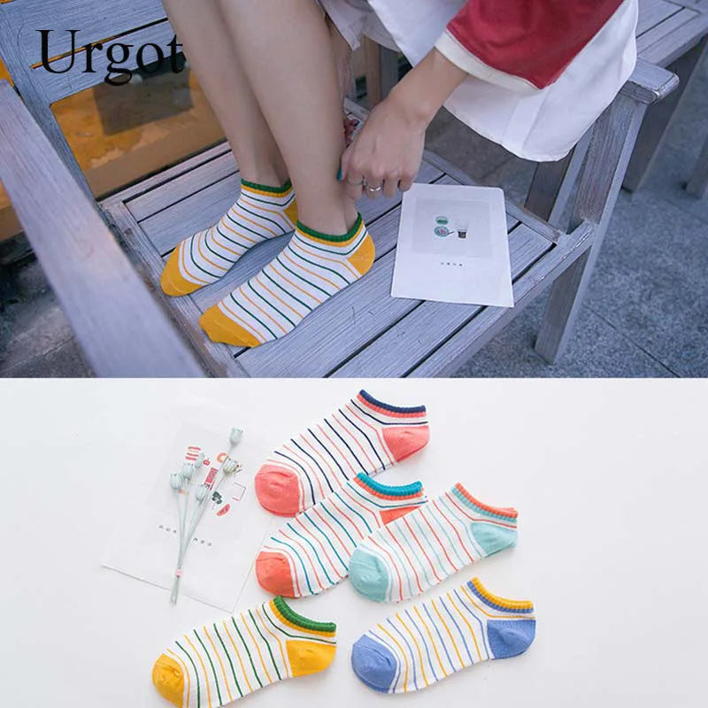 Urgot 5 Pairs Women Ankle Socks All-match Casual Striped Bright Color Cute Girls Socks Summer Autumn Cotton Sock Ladies Meias
Urgot 5 Pairs Women Ankle Socks All-match Casual Striped Bright Color Cute Girls Socks Summer Autumn Cotton Sock Ladies Meias