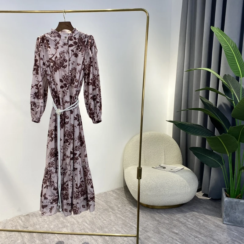 100% Organic Cotton Ochre Floral Print Top Quality Autumn New Arrival Vintage Style Mid-Calf Midi Dress Natural Fiber
100% Organic Cotton Ochre Floral Print Top Quality Autumn New Arrival Vintage Style Mid-Calf Midi Dress Natural Fiber