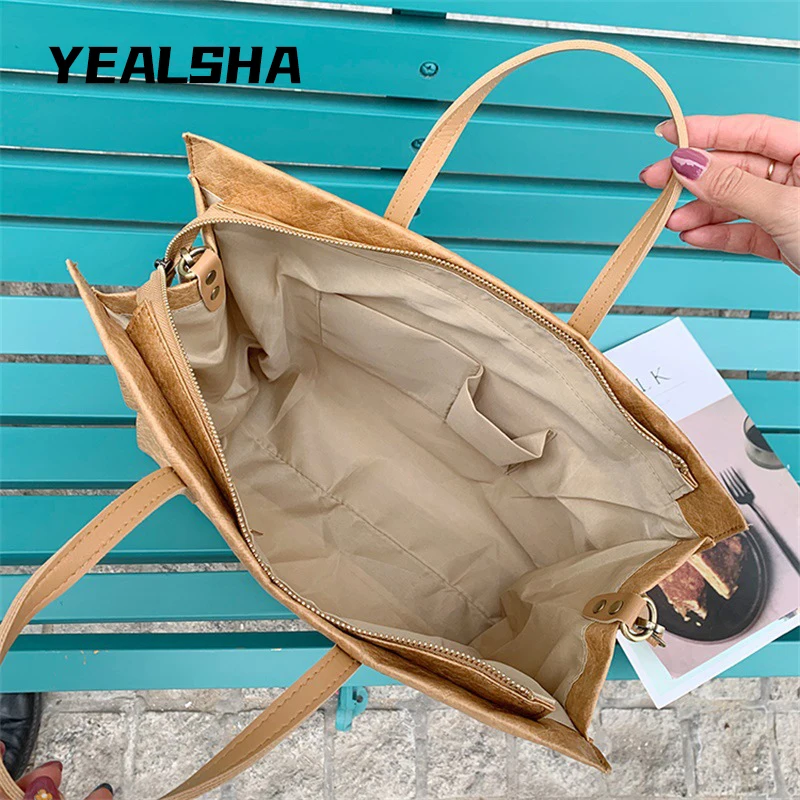 Retro Solid Color Handbag Fashion Women Bags Kraft Paper Bag Portable Commuter Bag Waterproof One-Shoulder Tote Big Bag
Retro Solid Color Handbag Fashion Women Bags Kraft Paper Bag Portable Commuter Bag Waterproof One-Shoulder Tote Big Bag