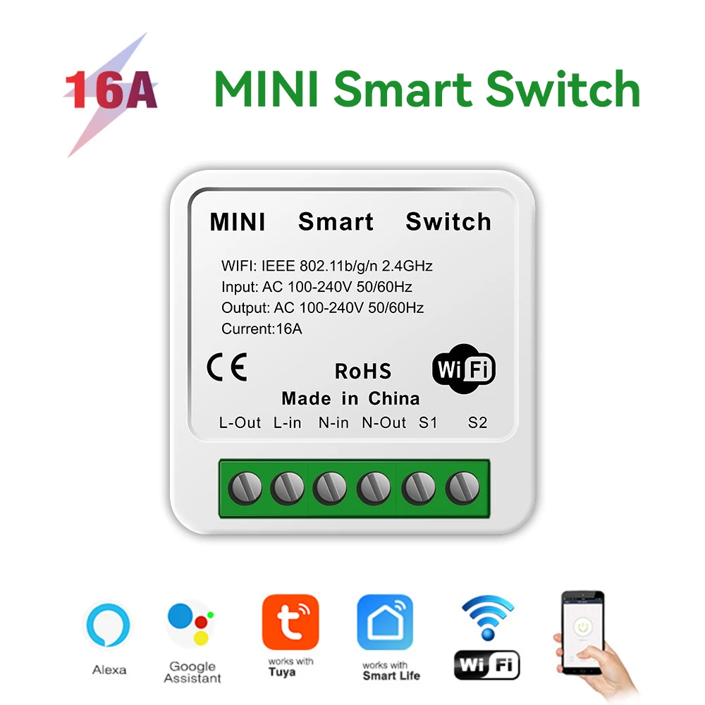 Tuya Smart Home DIY WiFi Switch Smart Wireless Remote Switch Light Breaker Switch Module Voice Control with Alexa Google Home
Tuya Smart Home DIY WiFi Switch Smart Wireless Remote Switch Light Breaker Switch Module Voice Control with Alexa Google Home