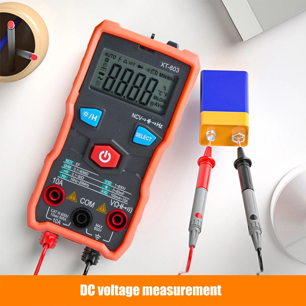 Digital Multimeter with Backlight Flashlight 6000 Counts AC DC Current Voltage NCV Ohm Resistance Capacitance Frequency Tester
Digital Multimeter with Backlight Flashlight 6000 Counts AC DC Current Voltage NCV Ohm Resistance Capacitance Frequency Tester
