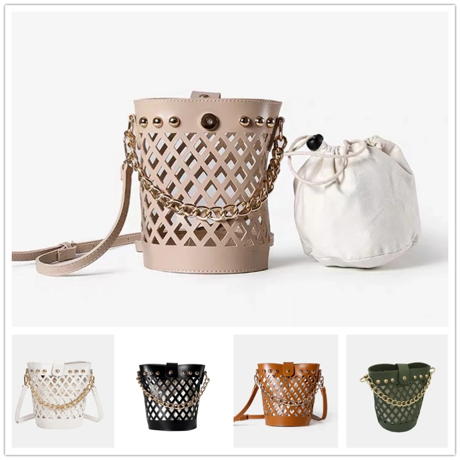 Fashion Weave Hollow Out Bucket Bag Chain Women Crossbody Bags Designer Brands Rivet Shoulder Bags for Women 2021 Composite Bag
Fashion Weave Hollow Out Bucket Bag Chain Women Crossbody Bags Designer Brands Rivet Shoulder Bags for Women 2021 Composite Bag