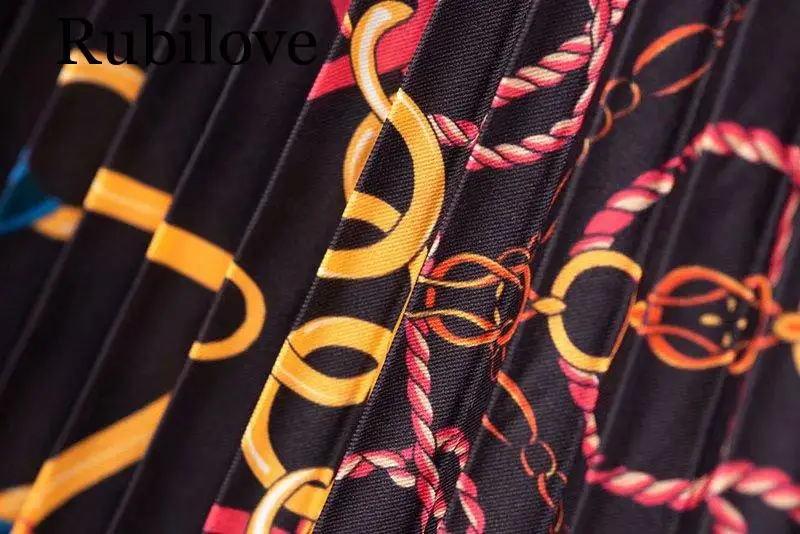 Rubilove New Women Vintage elastic high waist chain print pleated midi skirt asymmetrical casual skirts 
Rubilove New Women Vintage elastic high waist chain print pleated midi skirt asymmetrical casual skirts