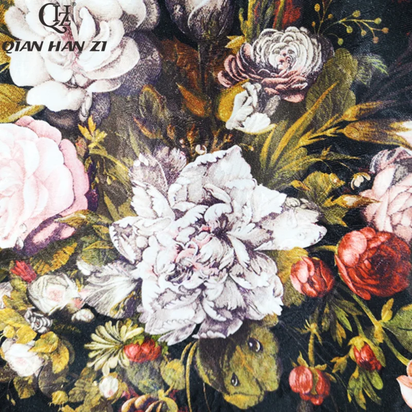 Qian Han Zi newest Designer fashion dress Women's short sleeves High quality flower print vintage jacquard belt slim dress
Qian Han Zi newest Designer fashion dress Women's short sleeves High quality flower print vintage jacquard belt slim dress
