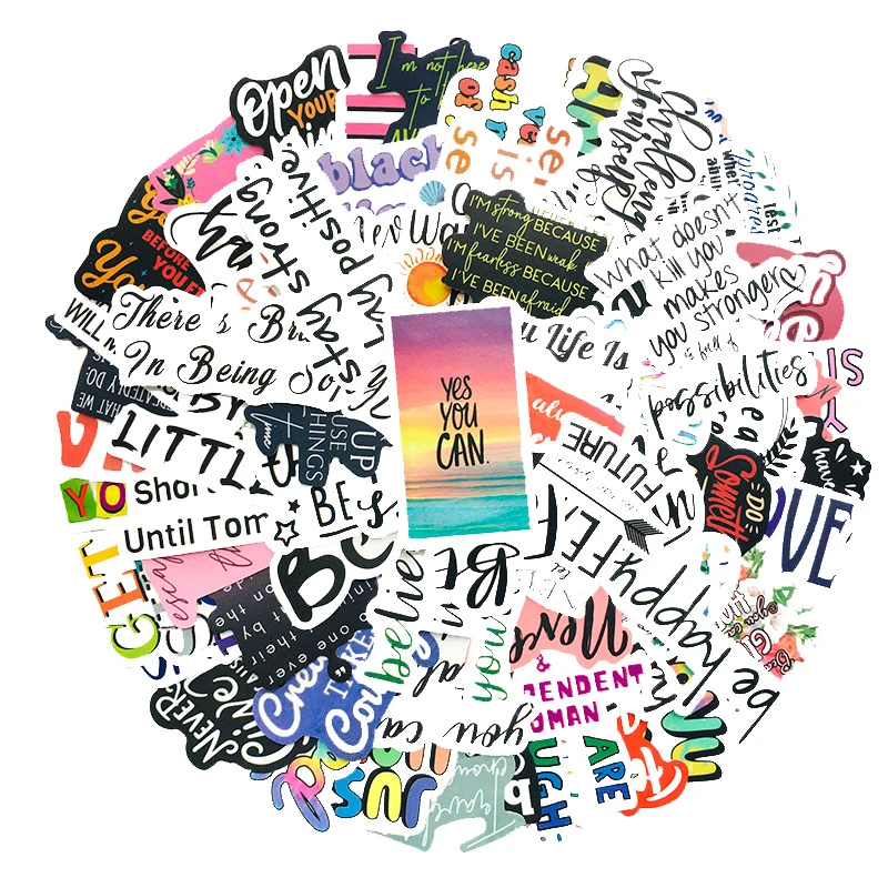 100pcs/Pack English Inspirational Text Stickers Waterproof Skateboard Motorcycle Guitar Luggage Laptop Bicycle Sticker Kids Toys
100pcs/Pack English Inspirational Text Stickers Waterproof Skateboard Motorcycle Guitar Luggage Laptop Bicycle Sticker Kids Toys