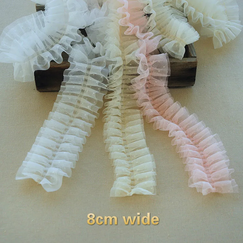 8cm Wide Double Gauze Center Crumpled Small Dot Tulle Lace Ribbon DIY Lolita Dress Skirt Trim Toy Pet Clothes New Decoration
8cm Wide Double Gauze Center Crumpled Small Dot Tulle Lace Ribbon DIY Lolita Dress Skirt Trim Toy Pet Clothes New Decoration