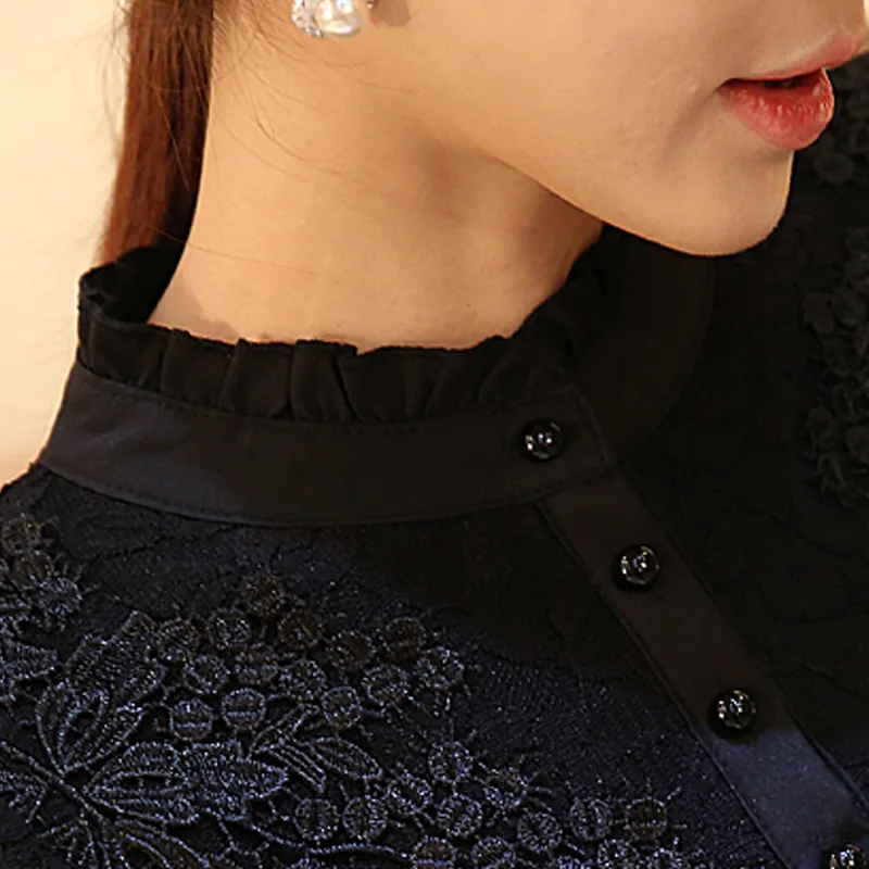 Новинка весна-осень 2020 Женская кружевная блузка с вышивкой Черная Праймер