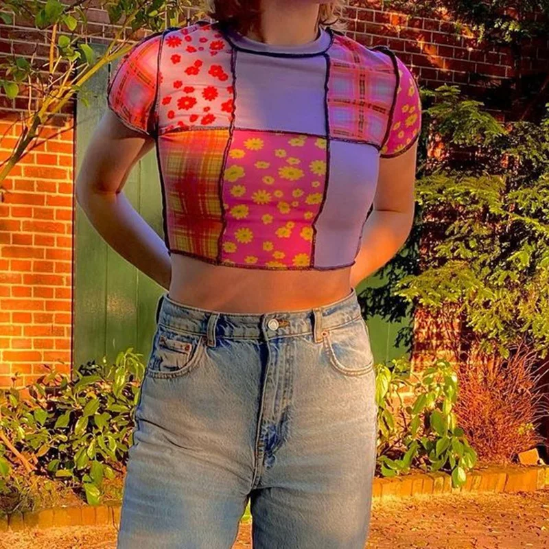 Floral Patchwork Sweat Cute Y2K 90s Crop Top T Shirt Summer Fashion Short Sleeve Basic T-shirt Women Korean Basic Tee Shirts New
Floral Patchwork Sweat Cute Y2K 90s Crop Top T Shirt Summer Fashion Short Sleeve Basic T-shirt Women Korean Basic Tee Shirts New