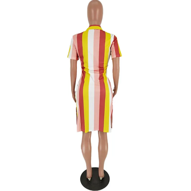 Vertical Stripe Print Sexy T Shirt Dress Women Turn Down Collar Short Sleeve Bandage Dress Summer Side High Split Mid Calf Dress
Vertical Stripe Print Sexy T Shirt Dress Women Turn Down Collar Short Sleeve Bandage Dress Summer Side High Split Mid Calf Dress