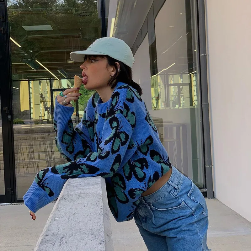 O Neck Blue Knitted Sweater Casual Women Butterfly Autumn Winter Oversized Pullover Loose Y2K Jumper Fashion Cropped Sweater
O Neck Blue Knitted Sweater Casual Women Butterfly Autumn Winter Oversized Pullover Loose Y2K Jumper Fashion Cropped Sweater