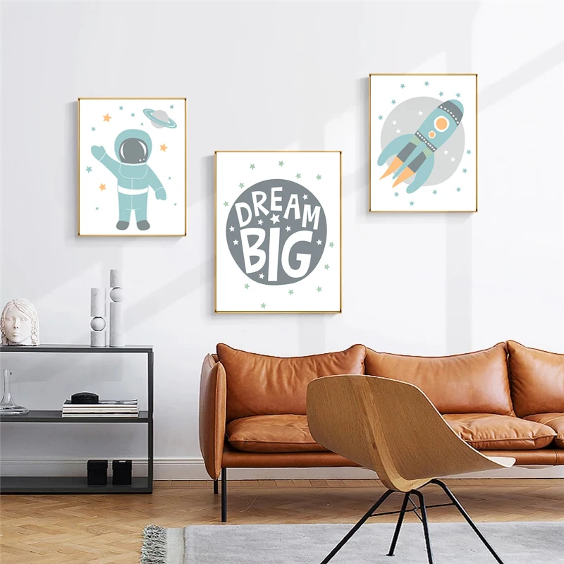 Cartoon Astronaut Rocket Poster Space Baby Nursery Wall Art Canvas Print Painting Kids Room Decorative Picture Cuadros Salon
Cartoon Astronaut Rocket Poster Space Baby Nursery Wall Art Canvas Print Painting Kids Room Decorative Picture Cuadros Salon