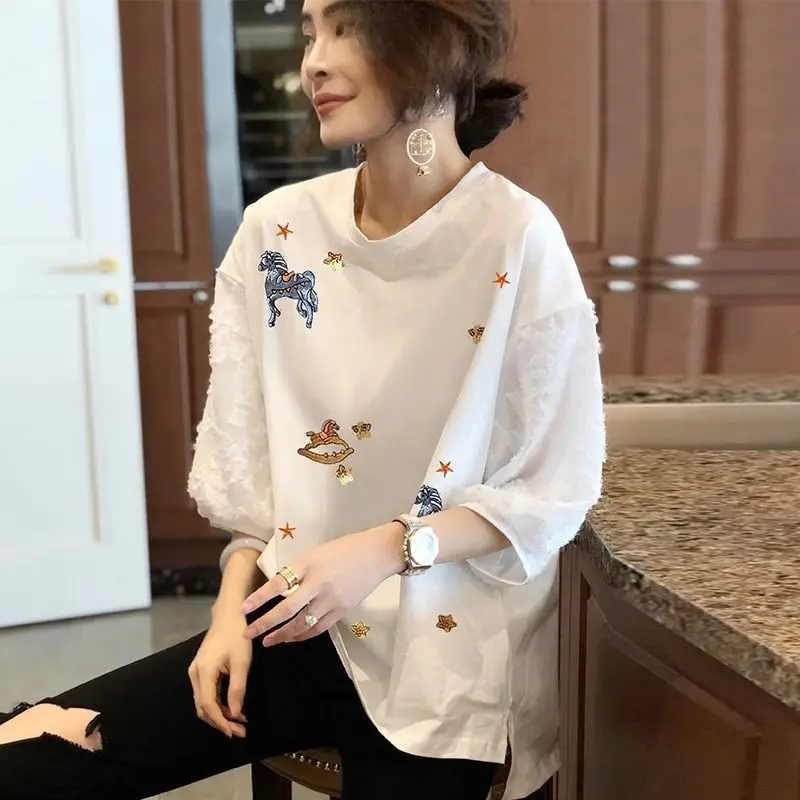 Bubble Short Sleeve Lace Cute T-Shirt Women Design Sense Relaxed Casual Summer New European Station Oversized Tops Plus Size
Bubble Short Sleeve Lace Cute T-Shirt Women Design Sense Relaxed Casual Summer New European Station Oversized Tops Plus Size