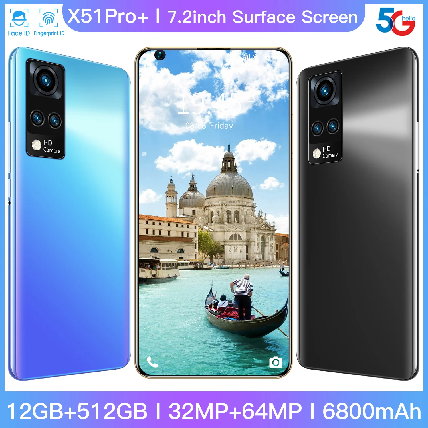 Cheap Global Version X51 Pro 12GB+512GB 7.2-inch HD Perforated Screen Fingerprint Face Unlock Ttelefone Inteligente Smart Phone
Cheap Global Version X51 Pro 12GB+512GB 7.2-inch HD Perforated Screen Fingerprint Face Unlock Ttelefone Inteligente Smart Phone
