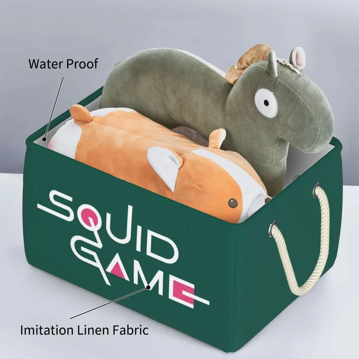 Squid game logo 3D design square folding storage basket clothes toy storage box waterproof storage box
Squid game logo 3D design square folding storage basket clothes toy storage box waterproof storage box