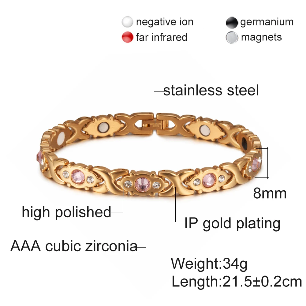 Vinterly Magnetic Bracelet Women Chain Crystal Gold-color Stainless Steel Bracelet Women Cross Health Energy Bracelets for Women
Vinterly Magnetic Bracelet Women Chain Crystal Gold-color Stainless Steel Bracelet Women Cross Health Energy Bracelets for Women