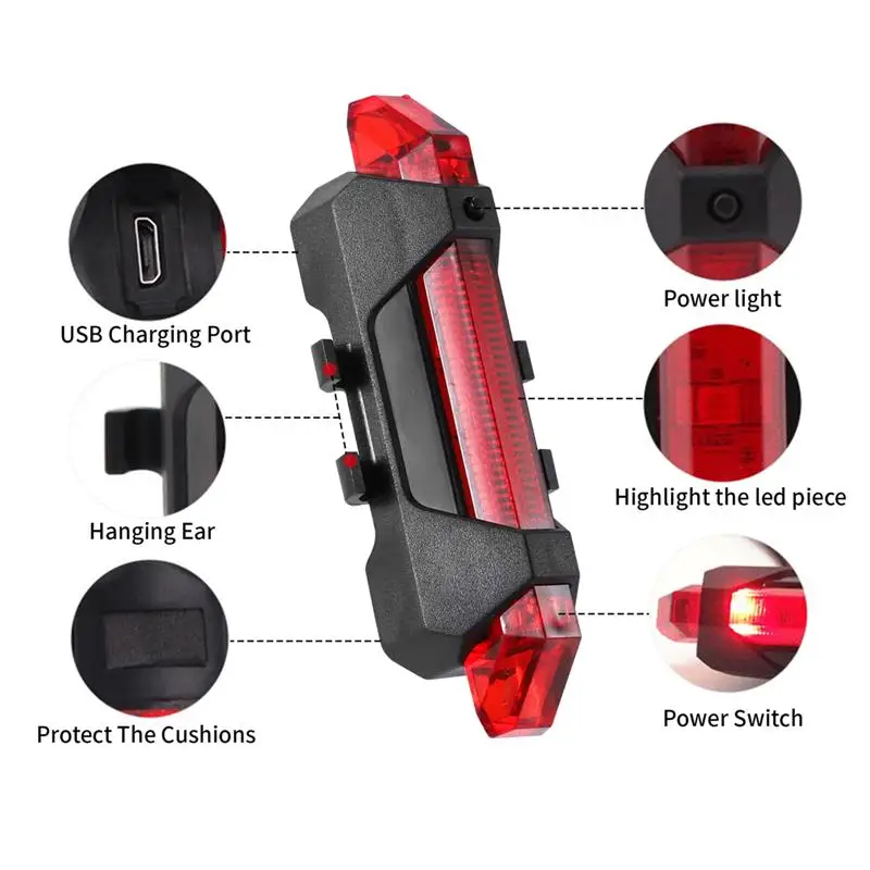 USB Rechargeable Bike Light 5LED Front Back Rear Tail Lights Cycling Safety Warning Light Waterproof Bicycle Lamp Flashlight
USB Rechargeable Bike Light 5LED Front Back Rear Tail Lights Cycling Safety Warning Light Waterproof Bicycle Lamp Flashlight