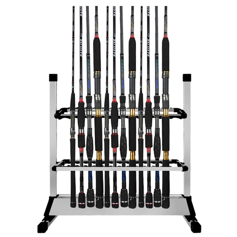 24 Slots Fishing Rod Rack Holder Aluminum Alloy Pole Bracket Display Stand | Спорт и развлечения
