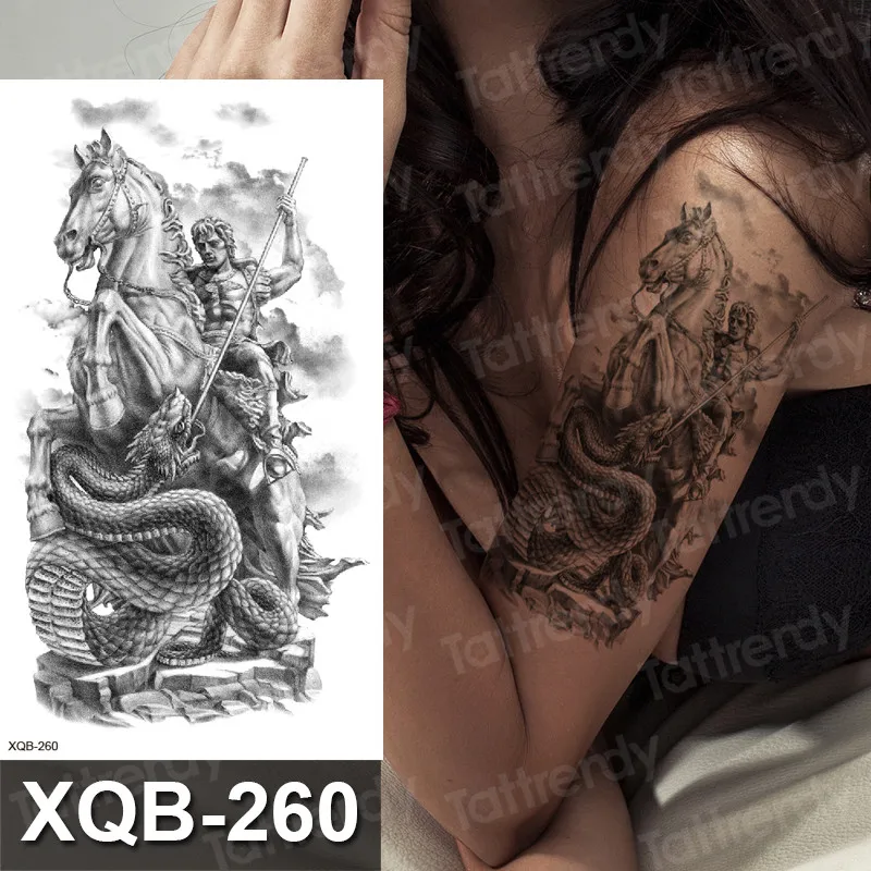 Temporary sleeve tattoo black henna sexy body art on arm band tatoo fake waterproof for women men dragon god horse tattoos | Красота и