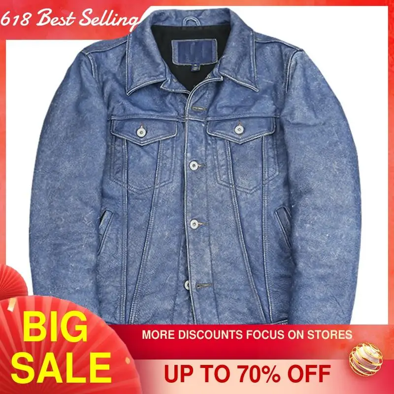 2021 Vintage Blue Japan Casual Style Genuine Leather Jacket Men Large Size 4XL Real Natural Cowhide Spring Slim Fit Short Coat
2021 Vintage Blue Japan Casual Style Genuine Leather Jacket Men Large Size 4XL Real Natural Cowhide Spring Slim Fit Short Coat