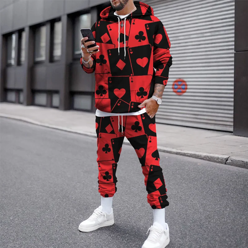 Poker Print Autumn Winter Men's Hoodie Pants 2-piece Set Casual Sportswear Fashion Hip Hop Sportswear Long Sleeve Pullover
Poker Print Autumn Winter Men's Hoodie Pants 2-piece Set Casual Sportswear Fashion Hip Hop Sportswear Long Sleeve Pullover
