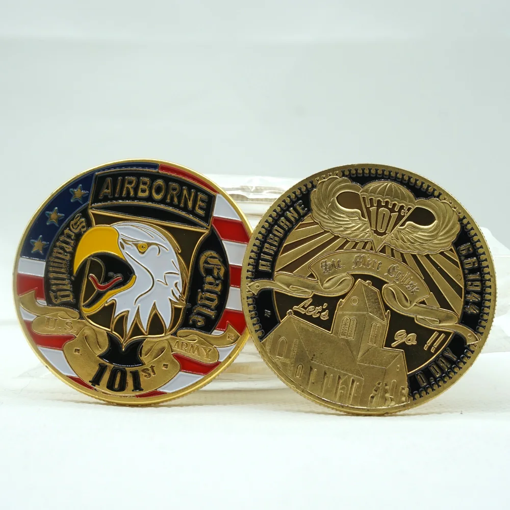 

Military Coin 101st Airborne Division Souvenir Screaming USA Army Collectibles Gold Plated Challenge Coin