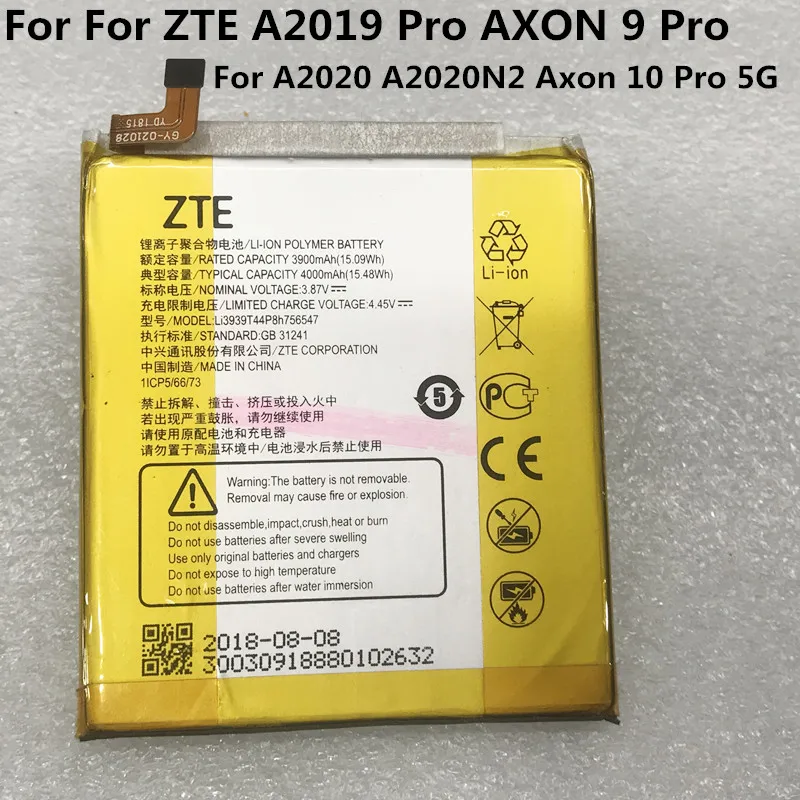 High Quality Original Li3939T44P8h756547 Battery for ZTE A2019 Pro AXON 9 Pro Axon 10 Pro 5G A2020 A2020N2 Mobile Phone
High Quality Original Li3939T44P8h756547 Battery for ZTE A2019 Pro AXON 9 Pro Axon 10 Pro 5G A2020 A2020N2 Mobile Phone