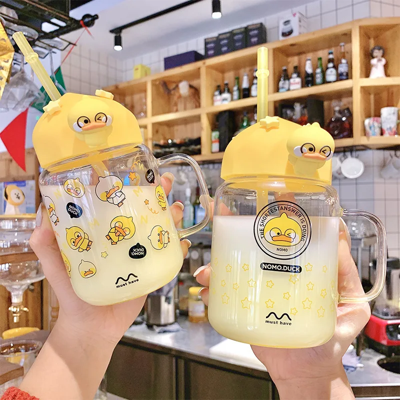 525ML Glass Cup With Straw Creativity Cute Duck Pattern Ins Summer Girl Water Bottle Strawberry Milk Kid Gifts
525ML Glass Cup With Straw Creativity Cute Duck Pattern Ins Summer Girl Water Bottle Strawberry Milk Kid Gifts